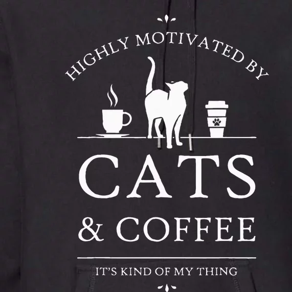 Highly Motivated By Cats And Coffee Premium Hoodie