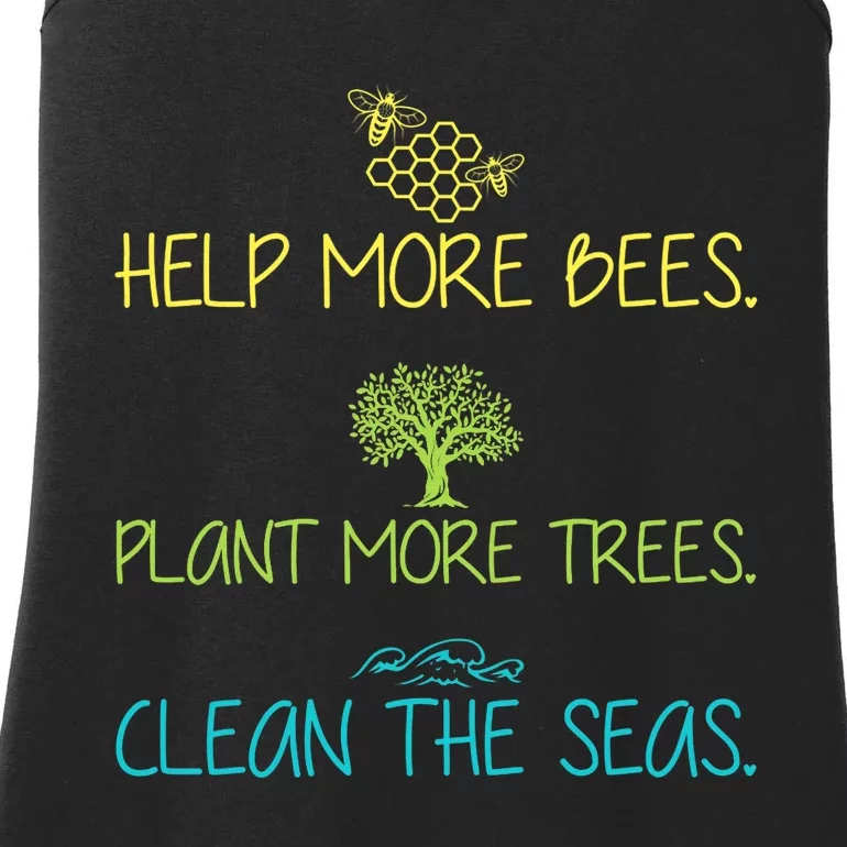 Help More Bees Plant More Trees Clean Seas Tee Ladies Essential Tank