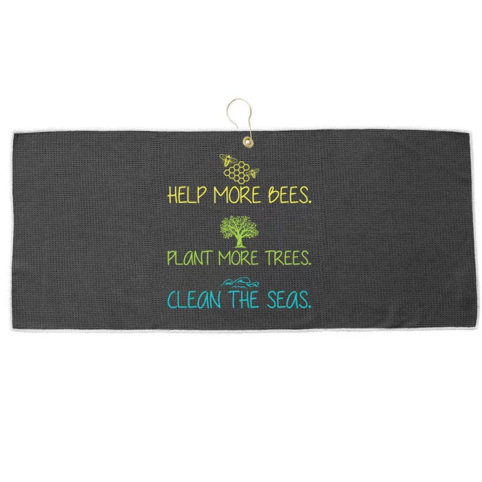 Help More Bees Plant More Trees Clean Seas Tee Large Microfiber Waffle Golf Towel