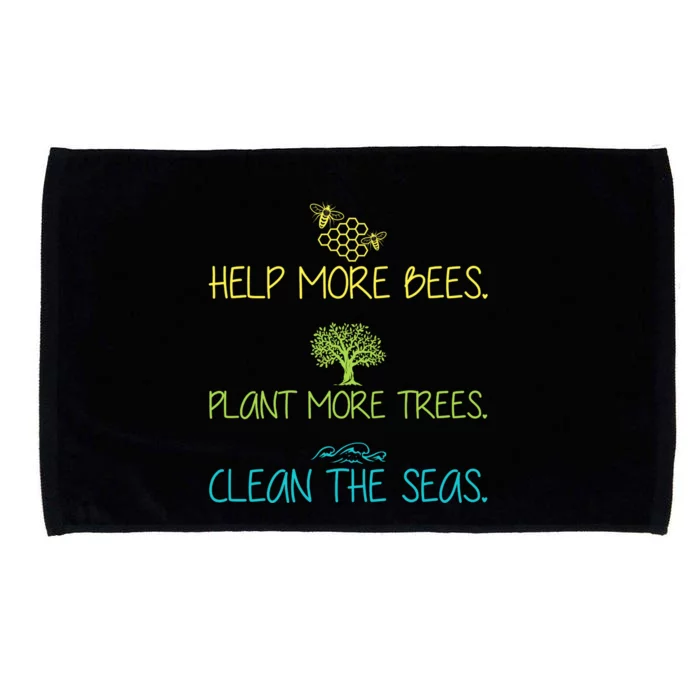 Help More Bees Plant More Trees Clean Seas Tee Microfiber Hand Towel