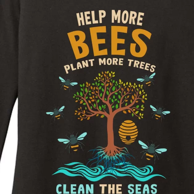 Help More Bees Plant More Trees Clean The Seas Nature Lover Gift Womens CVC Long Sleeve Shirt