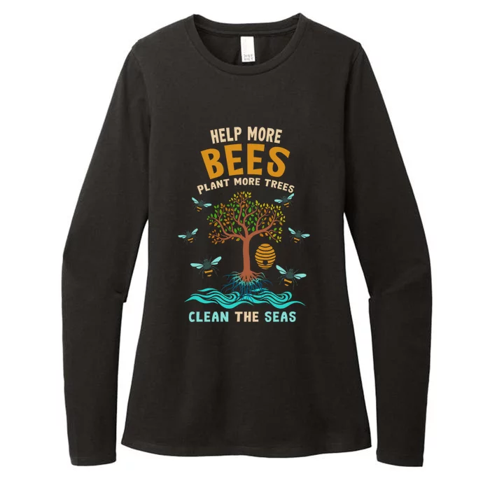 Help More Bees Plant More Trees Clean The Seas Nature Lover Gift Womens CVC Long Sleeve Shirt