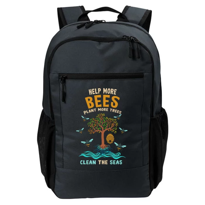 Help More Bees Plant More Trees Clean The Seas Nature Lover Gift Daily Commute Backpack