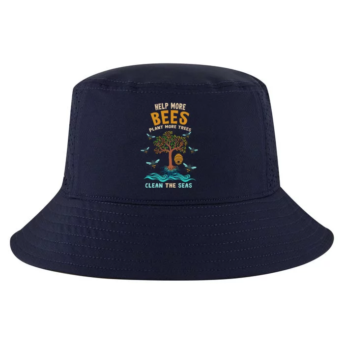 Help More Bees Plant More Trees Clean The Seas Nature Lover Gift Cool Comfort Performance Bucket Hat