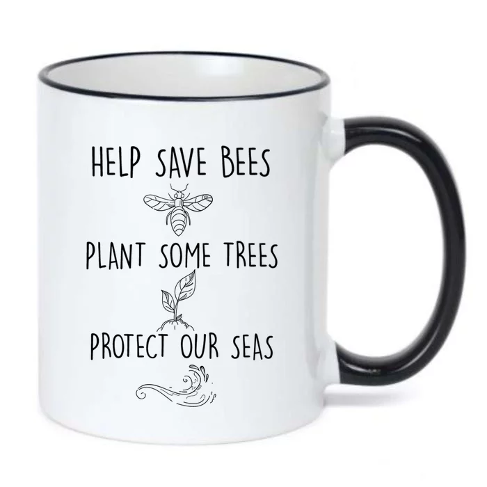 Help More Bees Plant More Trees Clean The Seas Gift Black Color Changing Mug