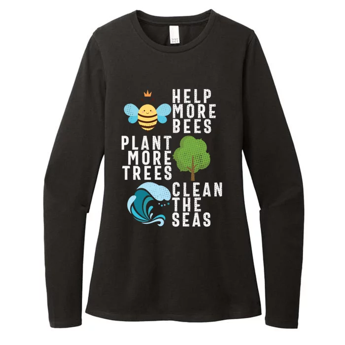 Help More Bees Plant Trees Save Our Climate Change Earth Day Gift Womens CVC Long Sleeve Shirt