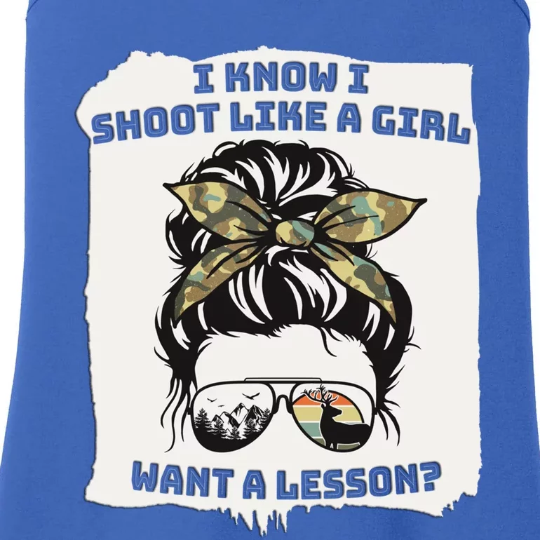 Hunting Messy Bun Shoot Like A Want A Lesson Gift Ladies Essential Tank