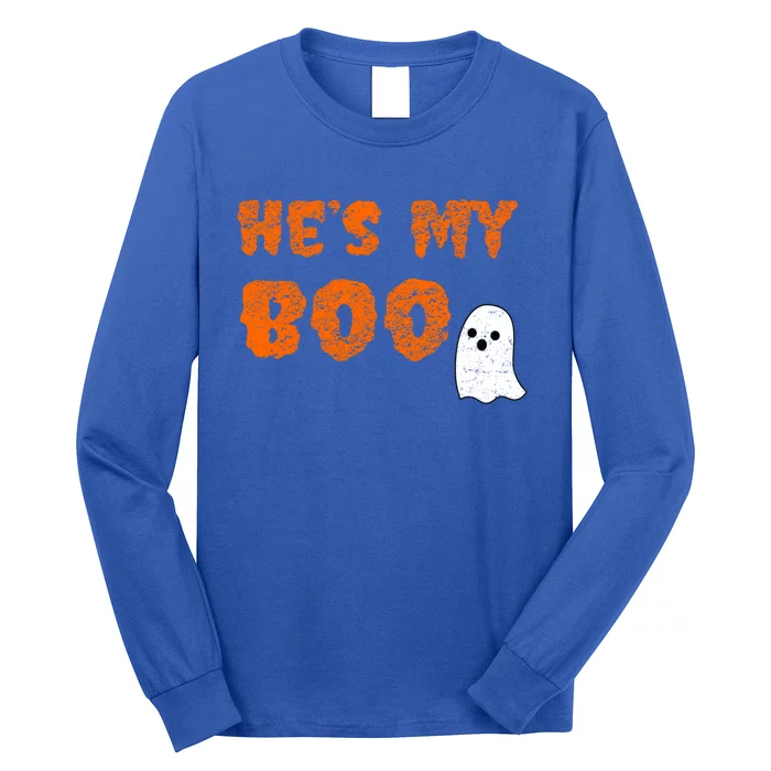 He's My Boo Halloween Couple Costume Ghost Cute Gift Long Sleeve Shirt