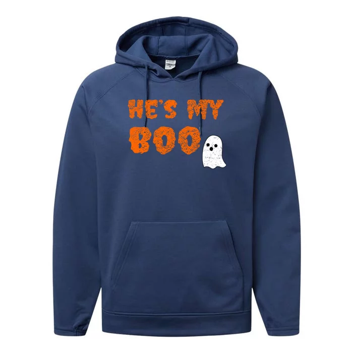 He's My Boo Halloween Couple Costume Ghost Cute Gift Performance Fleece Hoodie