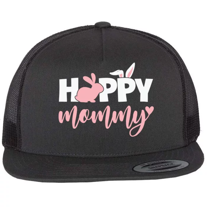 Happy Mommy Bunny Cute Holiday Flat Bill Trucker Hat