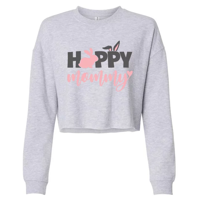 Happy Mommy Bunny Cute Holiday Cropped Pullover Crew