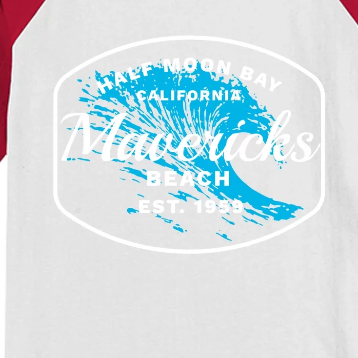 Half Moon Bay Mavericks Beach Surfing Gift Travel Gift Kids Colorblock Raglan Jersey