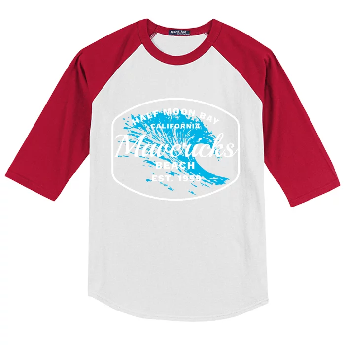 Half Moon Bay Mavericks Beach Surfing Gift Travel Gift Kids Colorblock Raglan Jersey