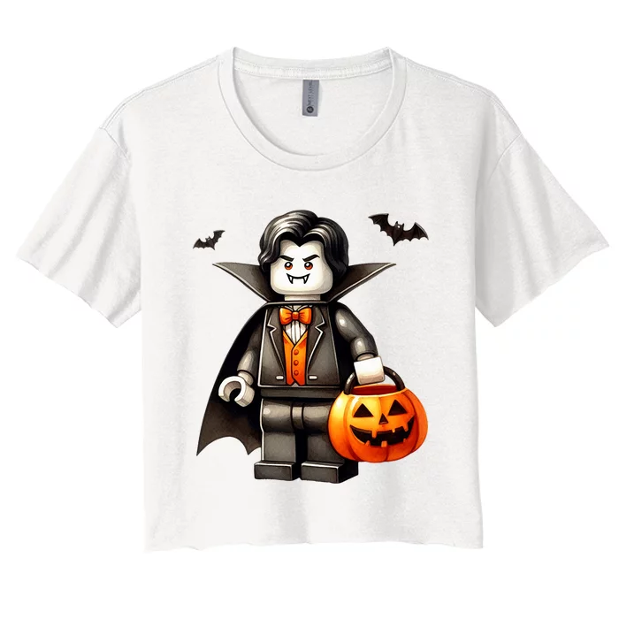 Halloween Master Builder Vampire Building Blocks Bricks Women's Crop Top Tee