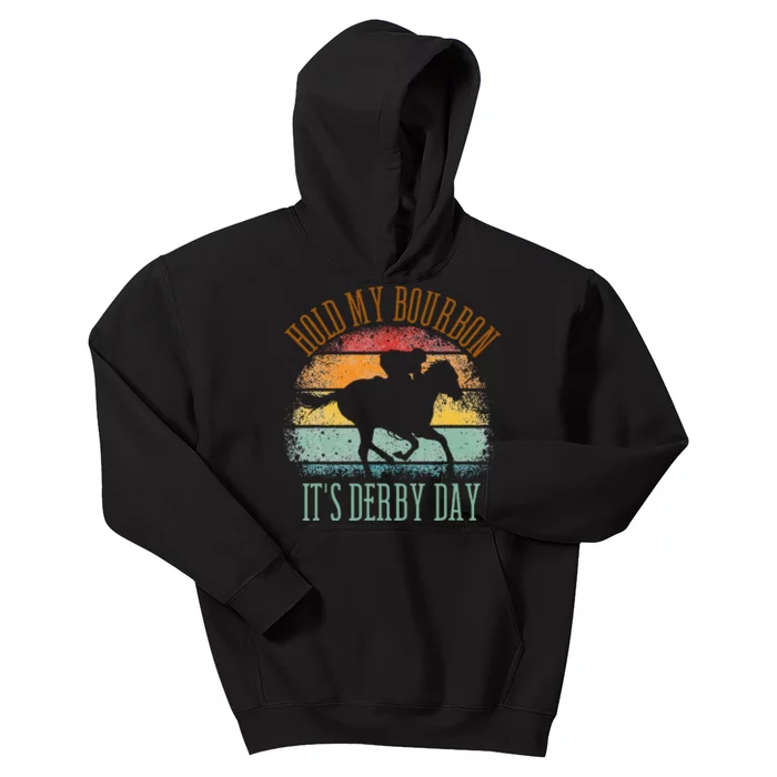 Hold My Bourbon ItS Derby Day Kentucky Horse Racing Kids Hoodie