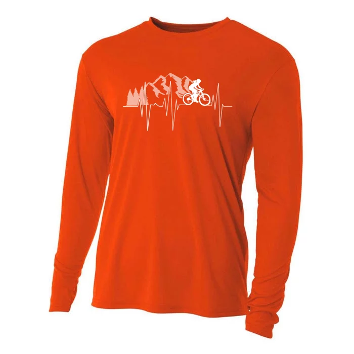 Heartbeat Mountain Biking Cyclist Funny Gift Gift Cooling Performance Long Sleeve Crew