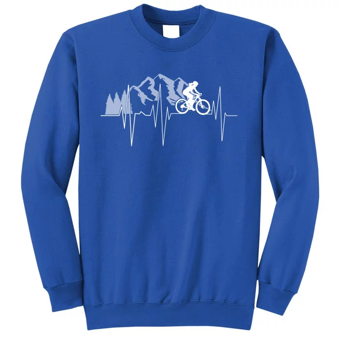 Heartbeat Mountain Biking Cyclist Funny Gift Gift Tall Sweatshirt