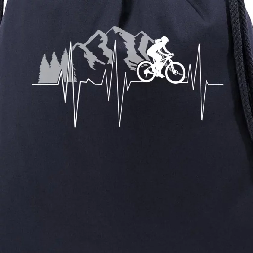 Heartbeat Mountain Biking Cyclist Funny Gift Gift Drawstring Bag