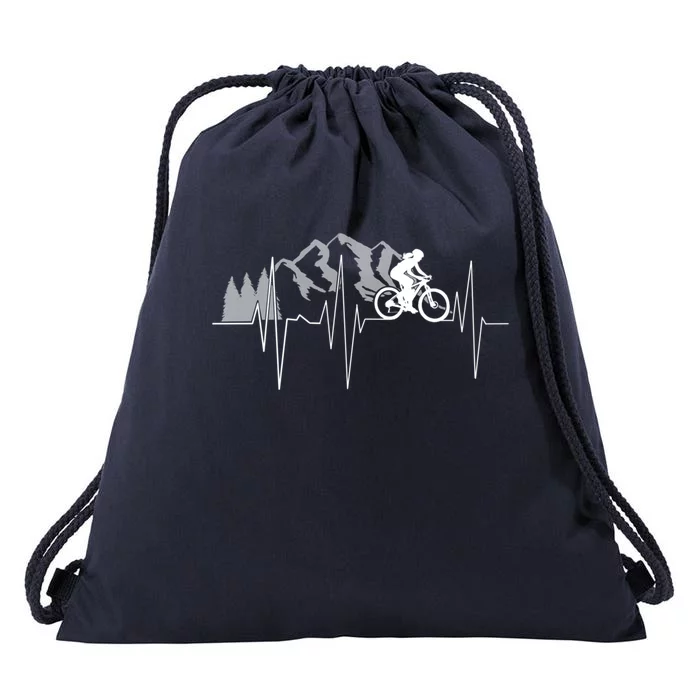 Heartbeat Mountain Biking Cyclist Funny Gift Gift Drawstring Bag