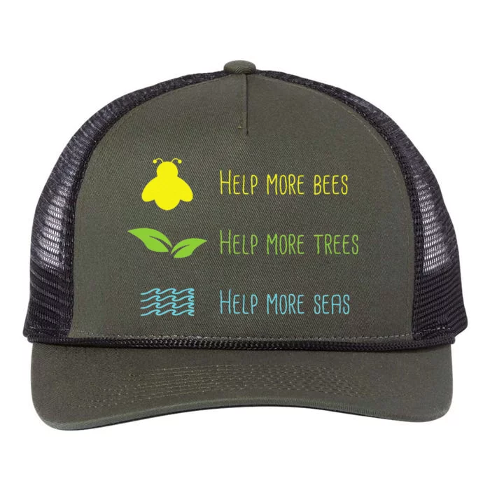 Help More Bees Plant More Tree Clean The Seas Gifts Retro Rope Trucker Hat Cap