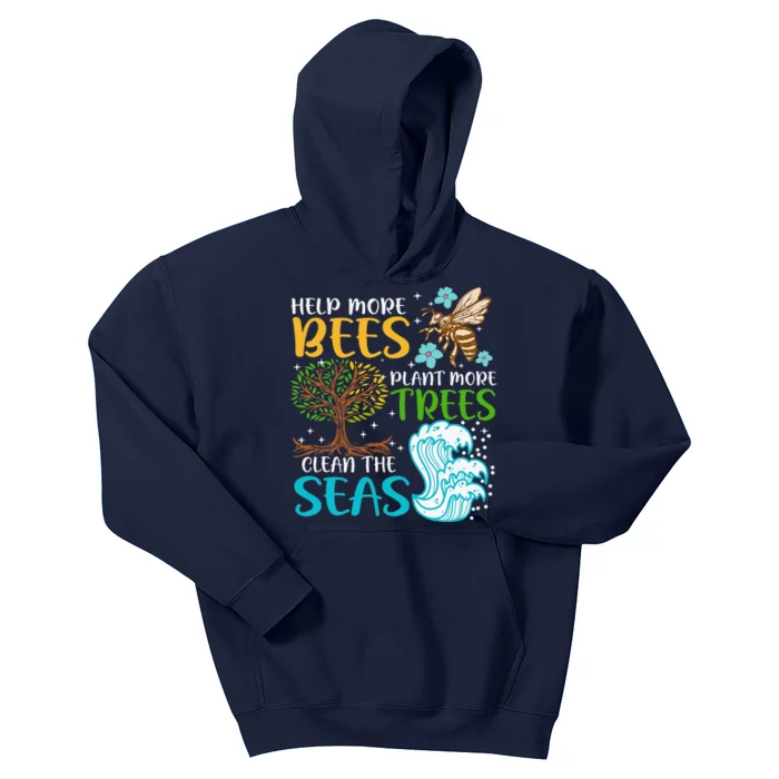 Help More Bees Plant More Trees Earth Day Climate Change Kids Hoodie