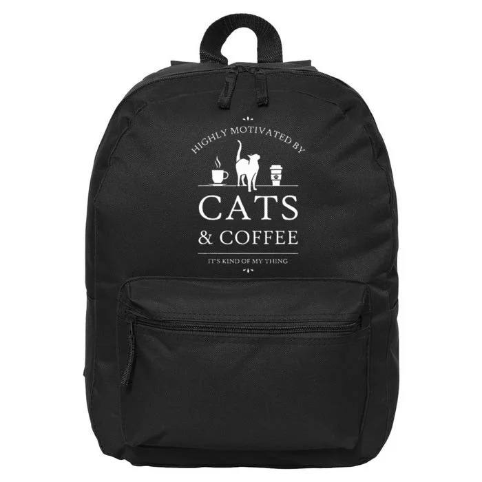 Highly Motivated By Cats And Coffee 16 in Basic Backpack