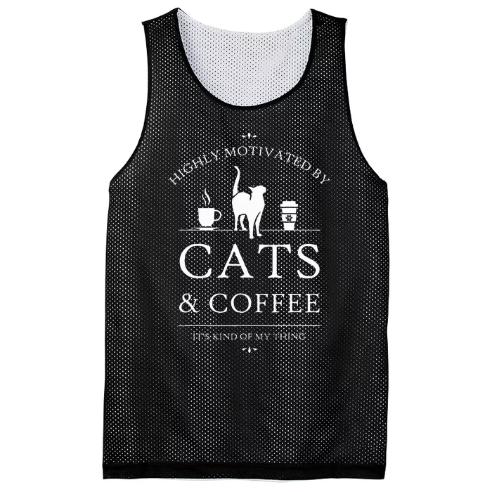 Highly Motivated By Cats And Coffee Mesh Reversible Basketball Jersey Tank