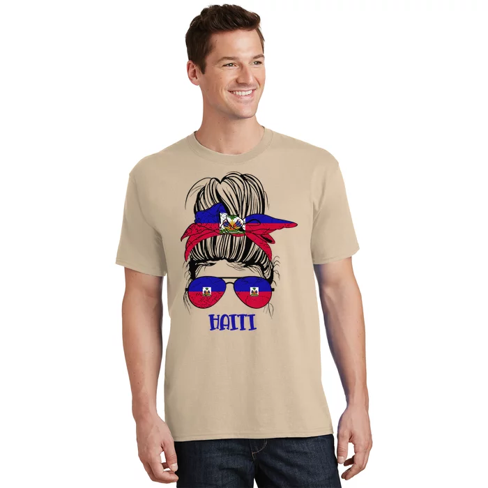 Haitian Messy Bun Haiti Haiti woman flag Proud T-Shirt