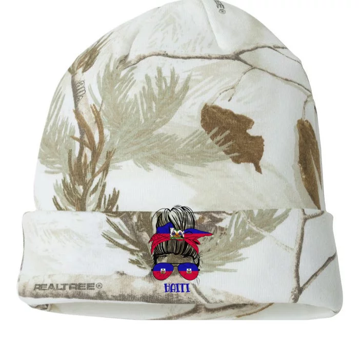 Haitian Messy Bun Haiti Haiti woman flag Proud Kati - 12in Camo Beanie