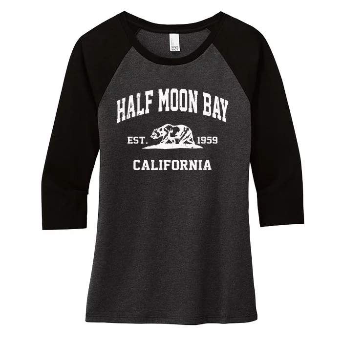 Half Moon Bay California CA Vintage State Athletic Style Women's Tri-Blend 3/4-Sleeve Raglan Shirt