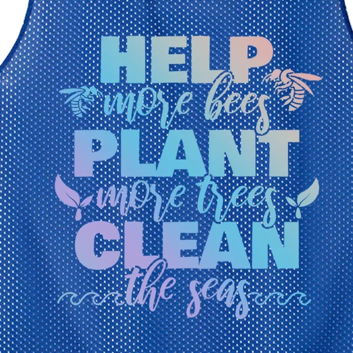 Help More Bees Plant More Trees Clean The Seas Beekeepers Gift Mesh Reversible Basketball Jersey Tank