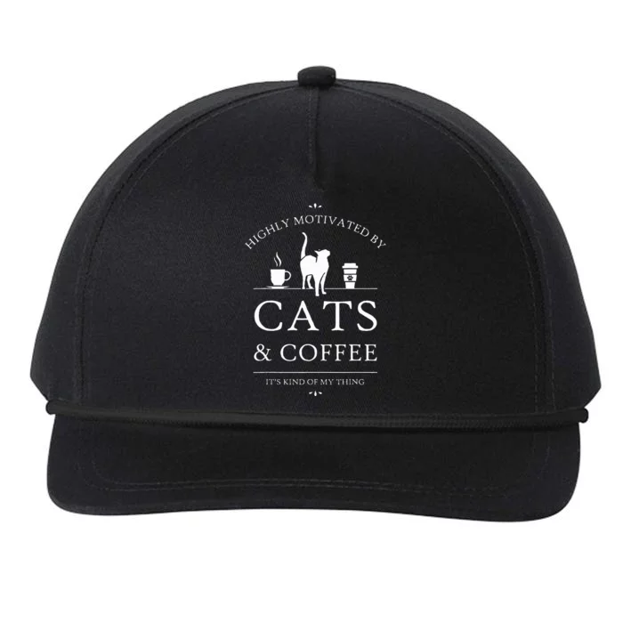 Highly Motivated By Cats And Coffee Snapback Five-Panel Rope Hat