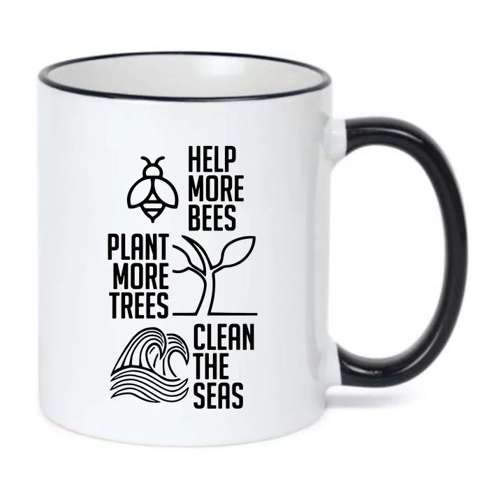 Help More Bees Plant More Trees Clean The Seas Black Color Changing Mug