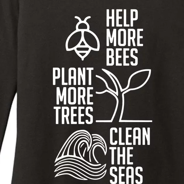 Help More Bees Plant More Trees Clean The Seas Womens CVC Long Sleeve Shirt