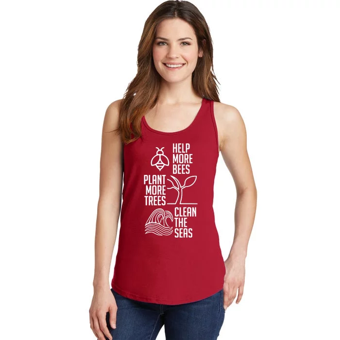 Help More Bees Plant More Trees Clean The Seas Ladies Essential Tank