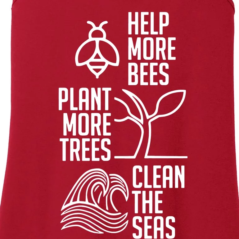 Help More Bees Plant More Trees Clean The Seas Ladies Essential Tank