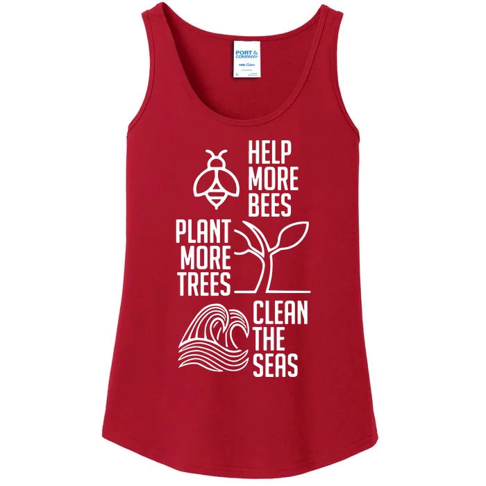 Help More Bees Plant More Trees Clean The Seas Ladies Essential Tank