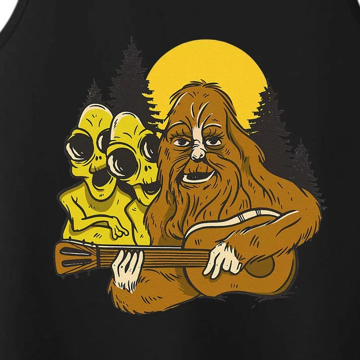 Halloween Musician Bigfoot & Aliens Guitar Playing Music Performance Tank