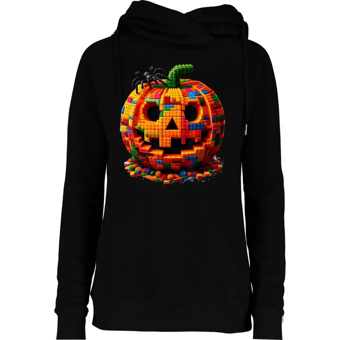 Halloween Master Builder Pumpkin Womens Funnel Neck Pullover Hood