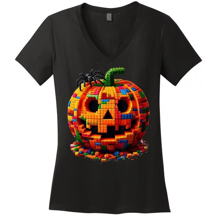 Halloween Master Builder Pumpkin Women's V-Neck T-Shirt