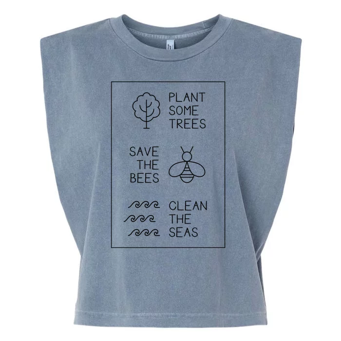 Help More Bees Plant More Trees Clean The Seas Gift Garment-Dyed Women's Muscle Tee