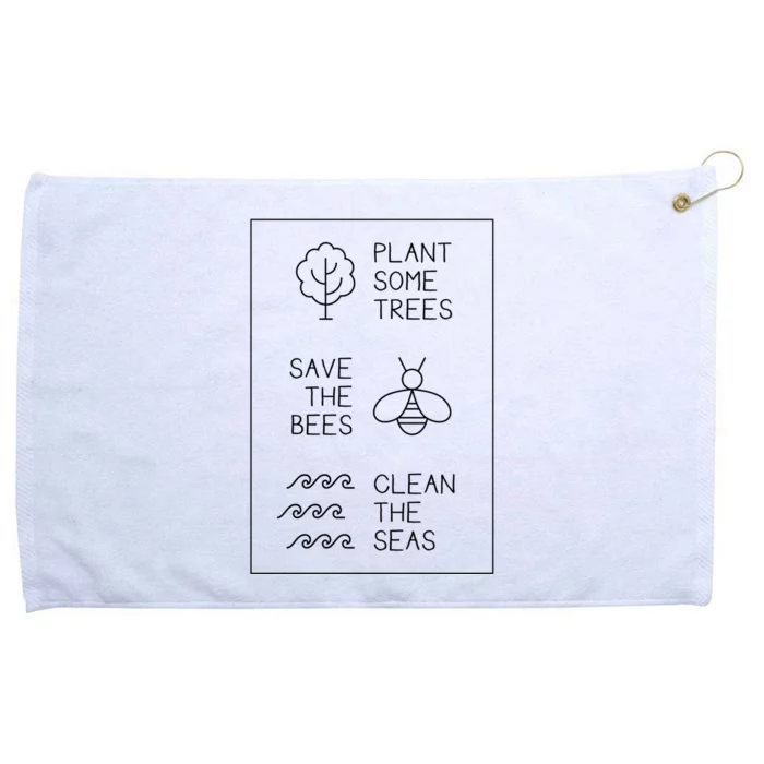 Help More Bees Plant More Trees Clean The Seas Gift Grommeted Golf Towel