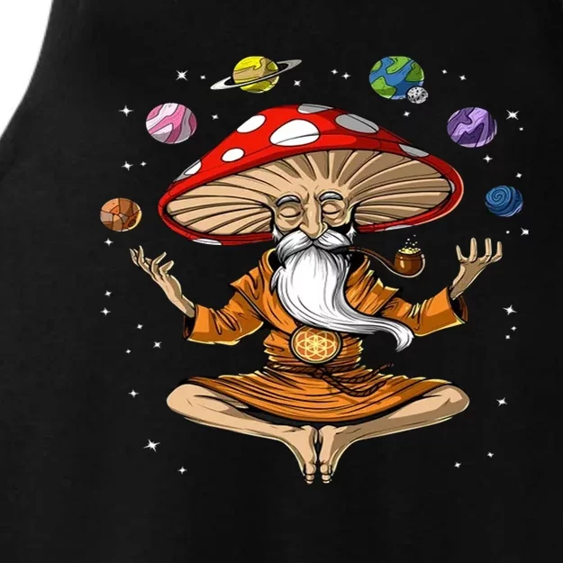 Hippie Mushroom Buddha Ladies Tri-Blend Wicking Tank