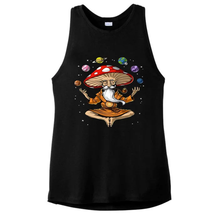 Hippie Mushroom Buddha Ladies Tri-Blend Wicking Tank