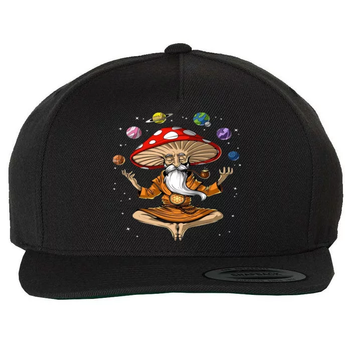 Hippie Mushroom Buddha Wool Snapback Cap