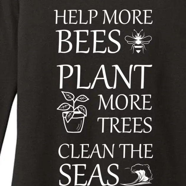 Help More Bees Plant More Trees Clean The Seas Beekeeper Gift Womens CVC Long Sleeve Shirt