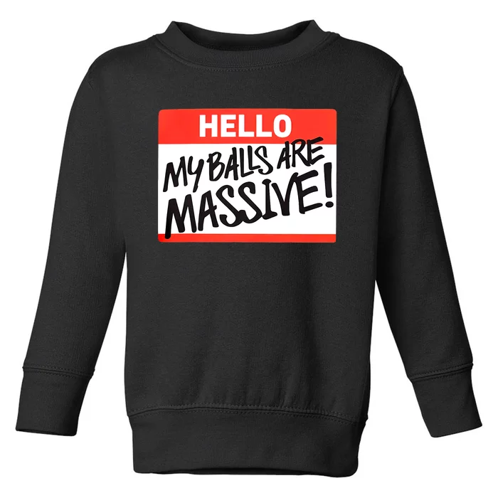 Hello My Balls Are Massive Funny Gift Idea Toddler Sweatshirt