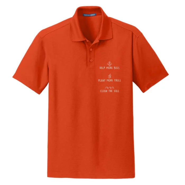 Help More Bees Plant More Trees Clean The Seas Design Gift Dry Zone Grid Performance Polo