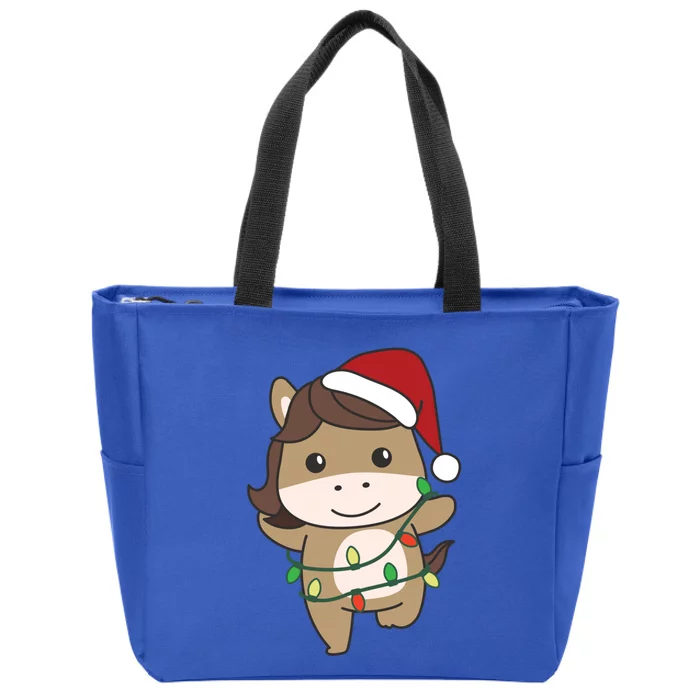 Horse Merry Christmas Winter Horse Christmas Gift Zip Tote Bag