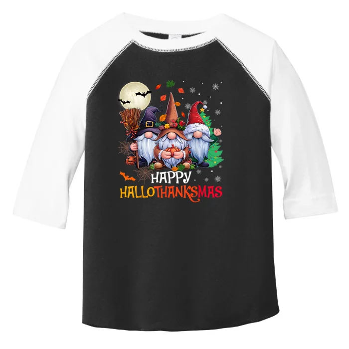 Halloween Merry Christmas Happy Hallothanksmas Gnomes Lover Gift Toddler Fine Jersey T-Shirt